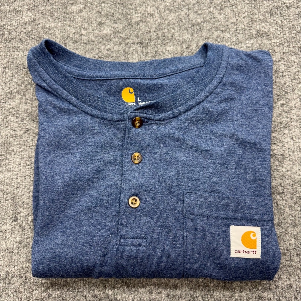 Carhartt Mens K84 Original Fit Henley Pocket T-Shirt Blue Heather Large L - Picture 6 of 8